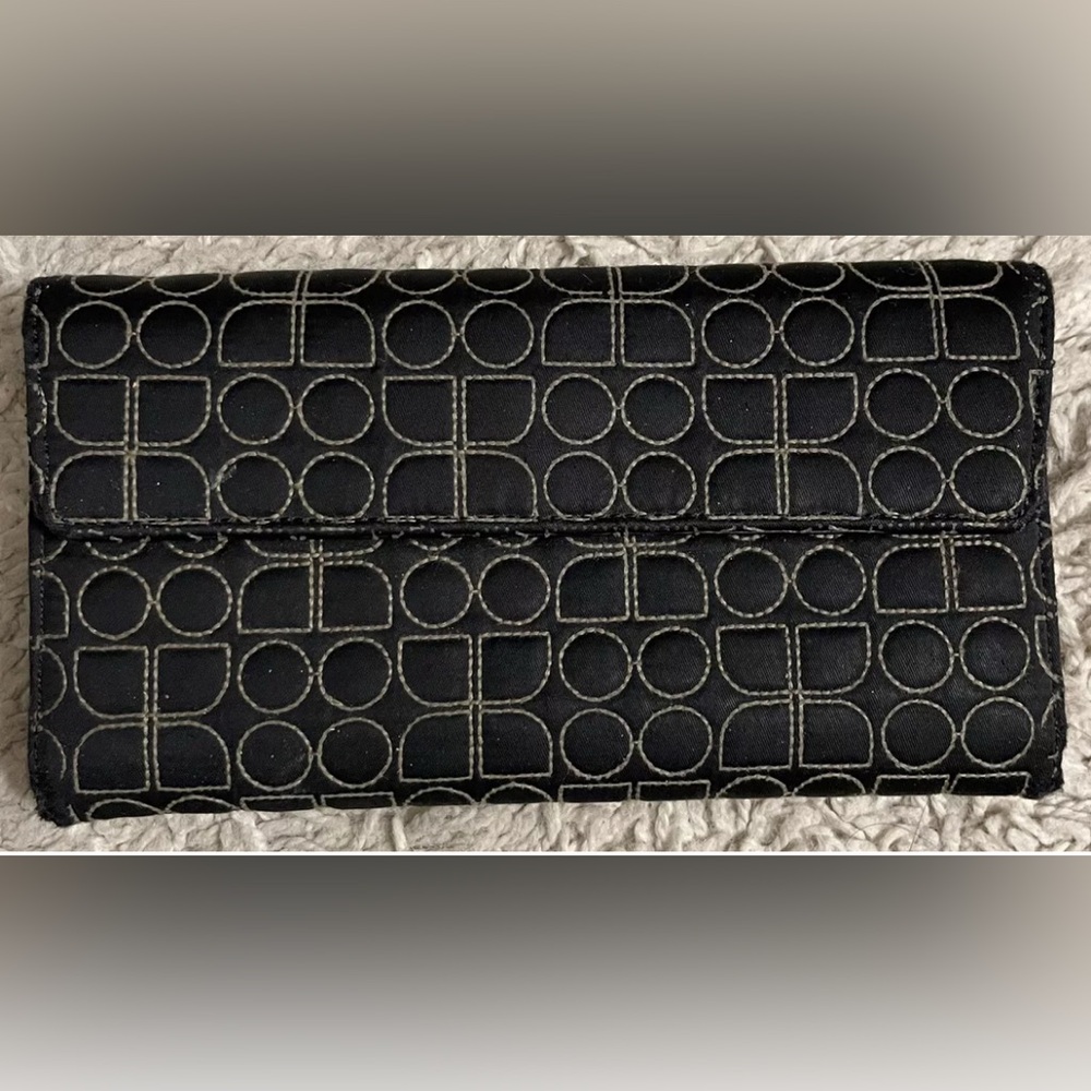 KATE SPADE black nylon foldover wallet